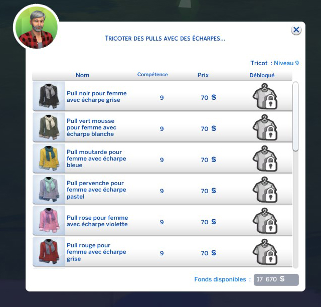 Liste des vêtements et objets que l'on peut tricoter