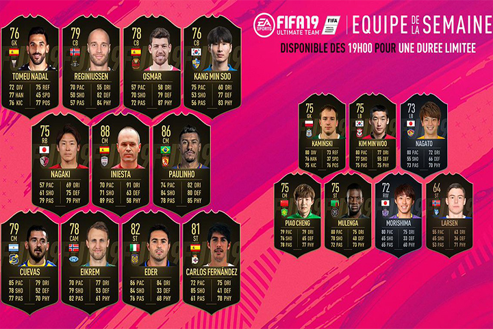 FIFA 19 : TOTW, l'équipe de la semaine 40 – FUT