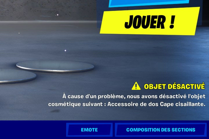 Cape cisaillante Fortnite, l'objet est désactivé jusqu'à la saison 3