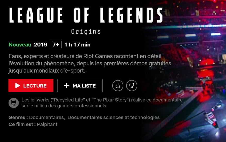 Un documentaire sur LoL est dispo sur Netflix !