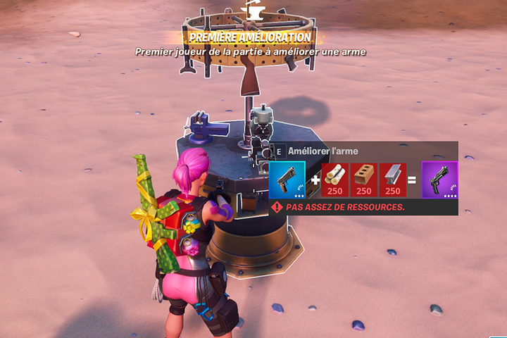 Fortnite : Utiliser un établi d'amélioration pour remplacer une arme par son équivalent, défi semaine saison 2