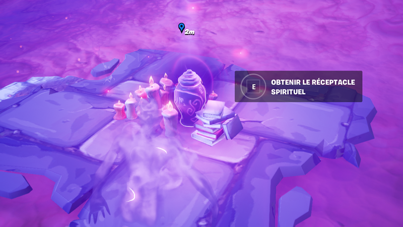 Utiliser une pierre d'ombre puis obtenir le réceptacle spirituel, défi Fortnite saison 8 de Jonesy Obscur
