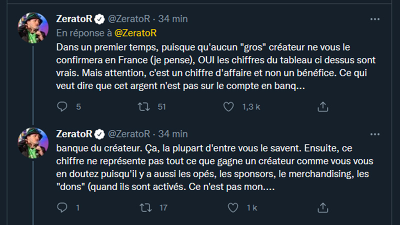 Leak Twitch des salaires des streamers : ZeratoR s'exprime