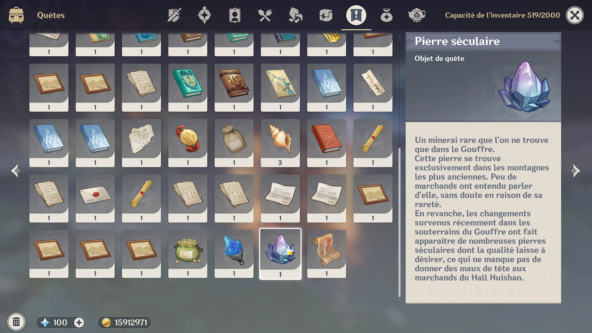 Où se trouve les pierres séculaires dans Genshin Impact ?
