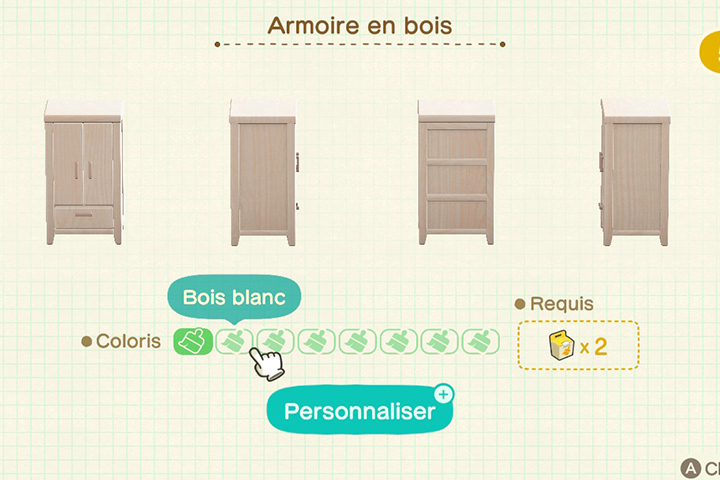 Animal Crossing New Horizons : Personnaliser ses meubles, guide et astuce