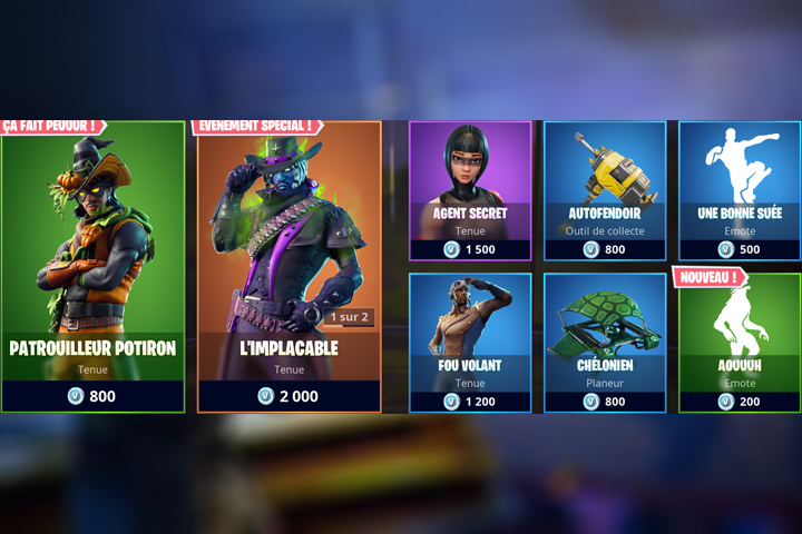 Boutique Fortnite 29 octobre
