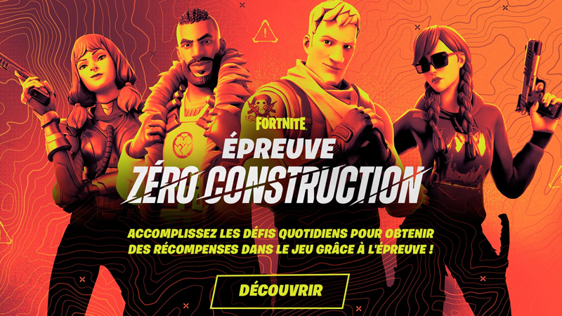 Epreuve Zero Construction Fortnite, comment participer et obtenir les récompenses gratuites ?