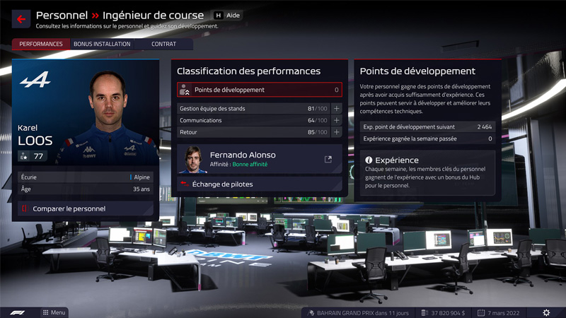Liste des meilleurs ingénieurs de course de F1 Manager 2022