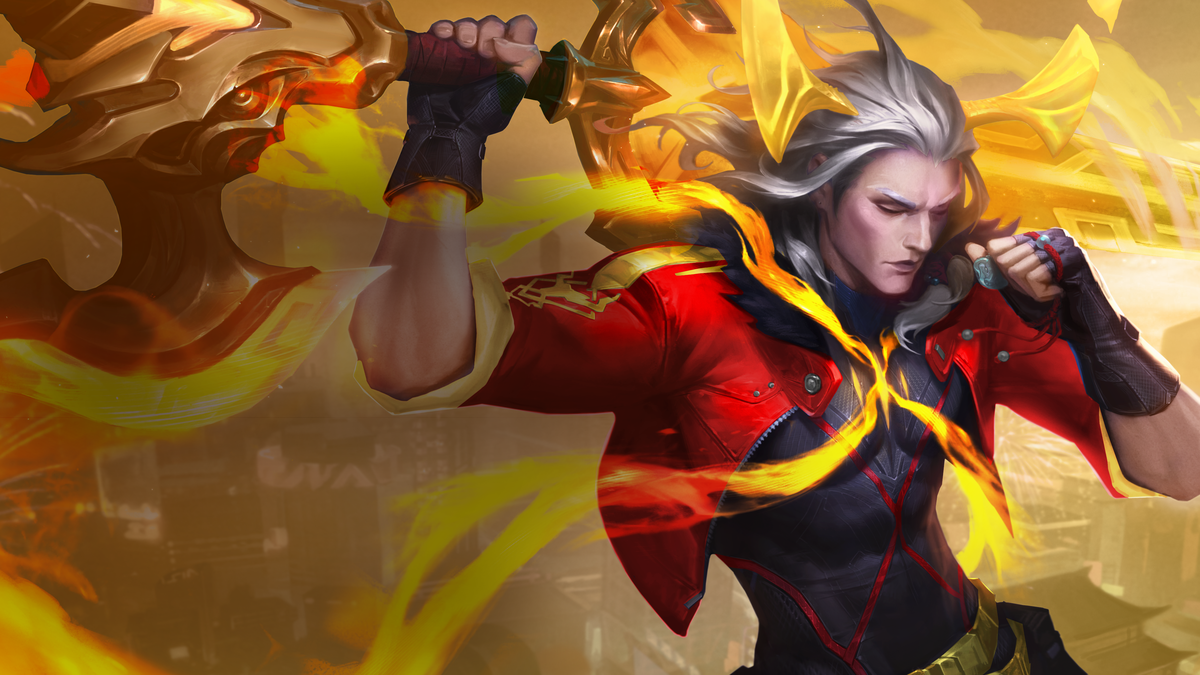 Compo Verticale Bœuf doré avec Aphelios et Viego au Set 14 de TFT