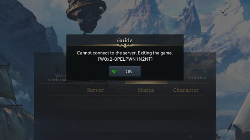 Lost Ark w0x2-0pelpwn1n2nt, quel est ce code erreur empêchant la connexion au jeu ?
