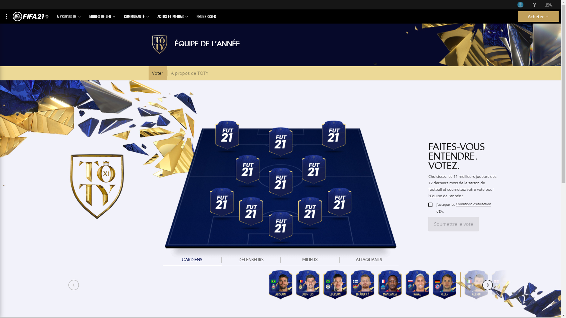 Où peut-on voter pour la TOTY FIFA 21 ?