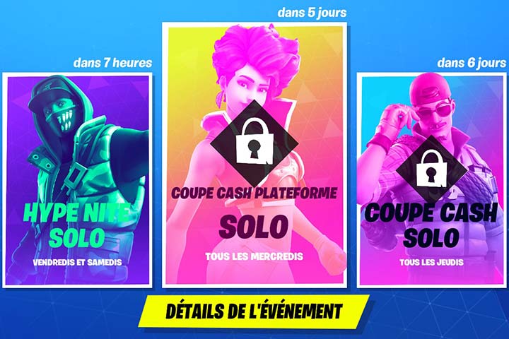 Fortnite : Coupe Cash Solo et Hype Nite Solo, retour des tournois