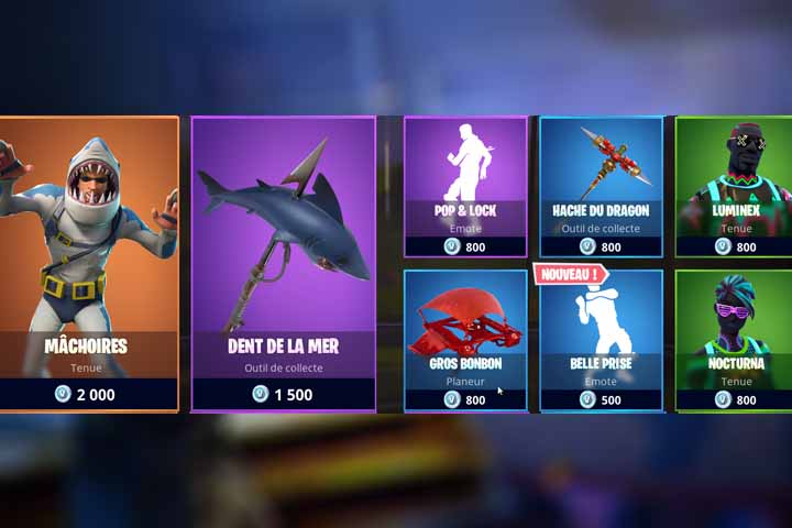Boutique Fortnite 23 juillet