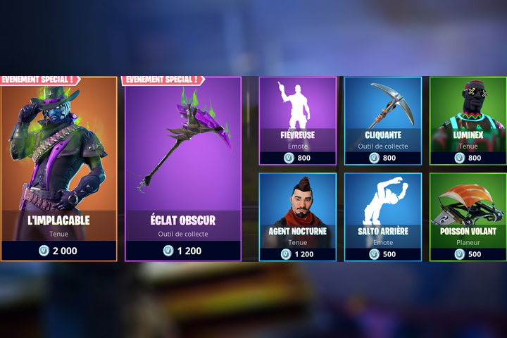 Boutique Fortnite 24 octobre