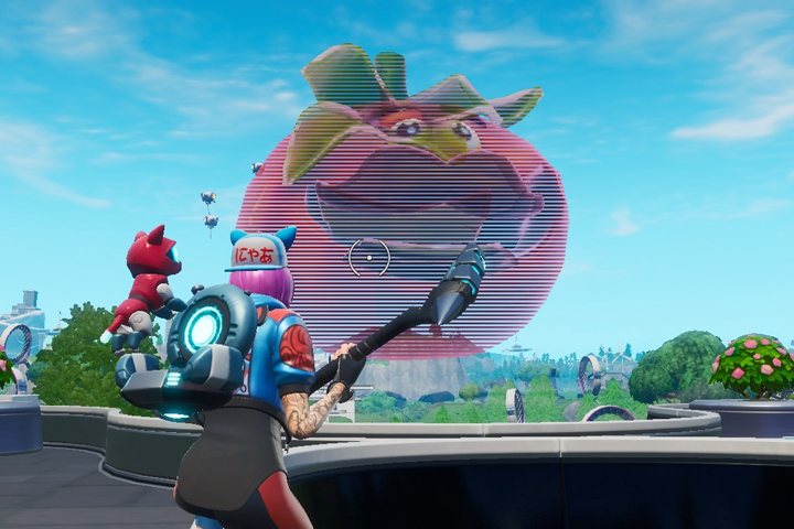 Fortnite : Danser à l'intérieur d'un hologramme de tête de tomate, défi semaine 4 saison 9 - Étape 1