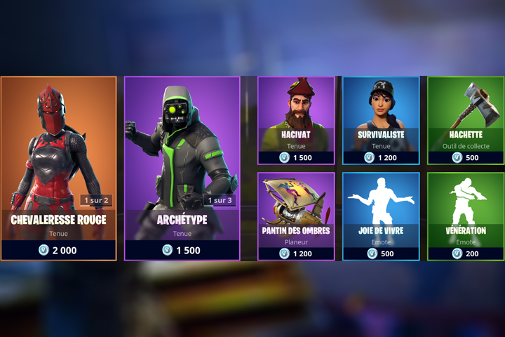 Boutique Fortnite 17 octobre