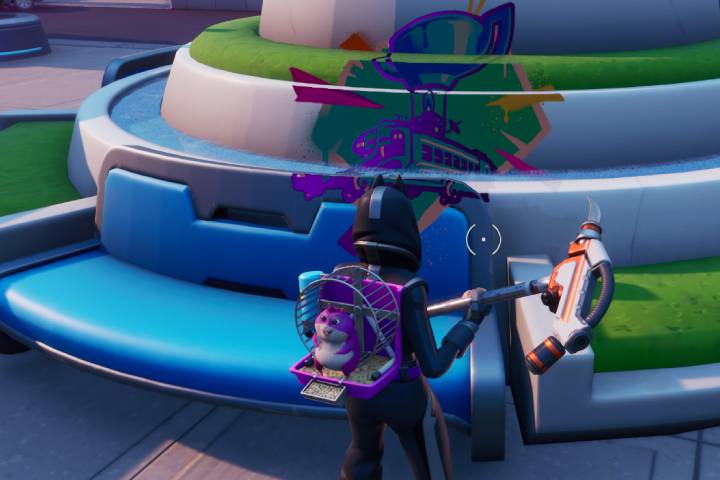 Fortnite : Utiliser un aérosol sur une fontaine, la grue d'une casse et un distributeur automatique, défi Plomb et Peinture, saison 10