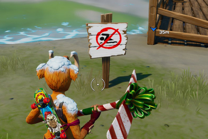 Fortnite : Nager à côté de plusieurs panneaux baignade interdite, défis Octuple vs Scratch