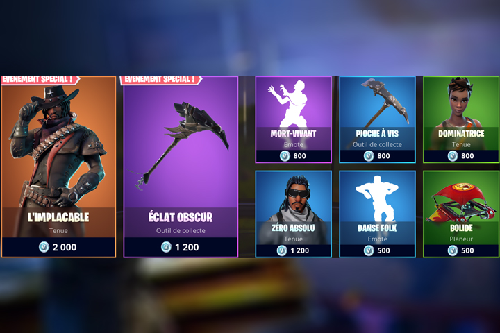Boutique Fortnite 25 octobre