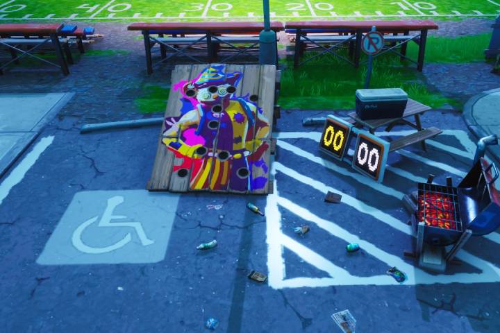 Fortnite : Obtenir un score d'au moins 10 points sur un panneau de clown, défi 14 jours de l'été