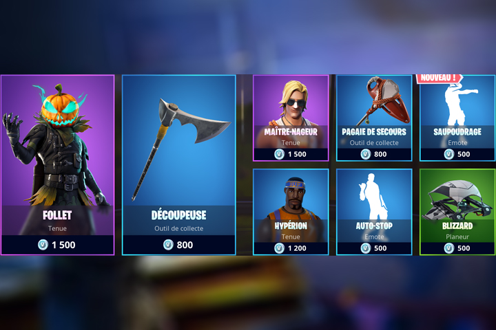 Boutique Fortnite 15 octobre