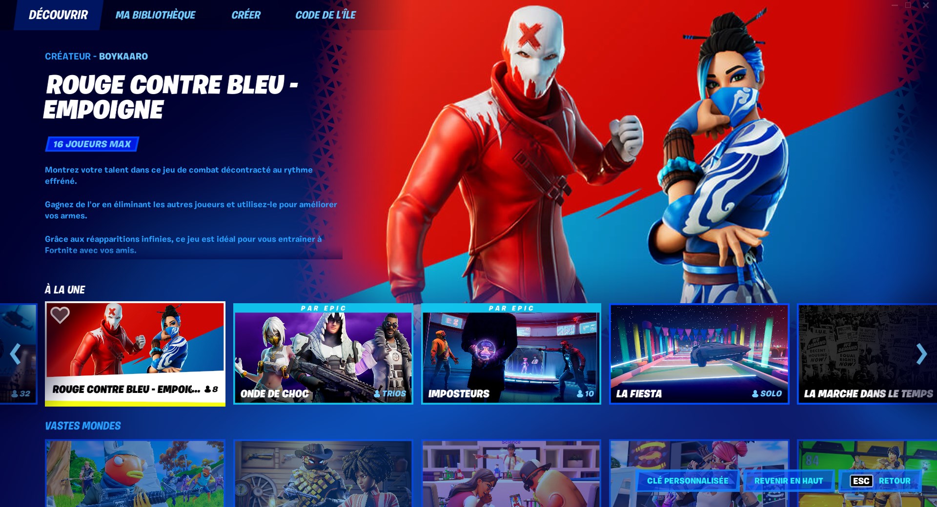 Comment rejoindre Rouge contre Bleu Empoigne et lave dans Fortnite pour les Jeux des îles ?