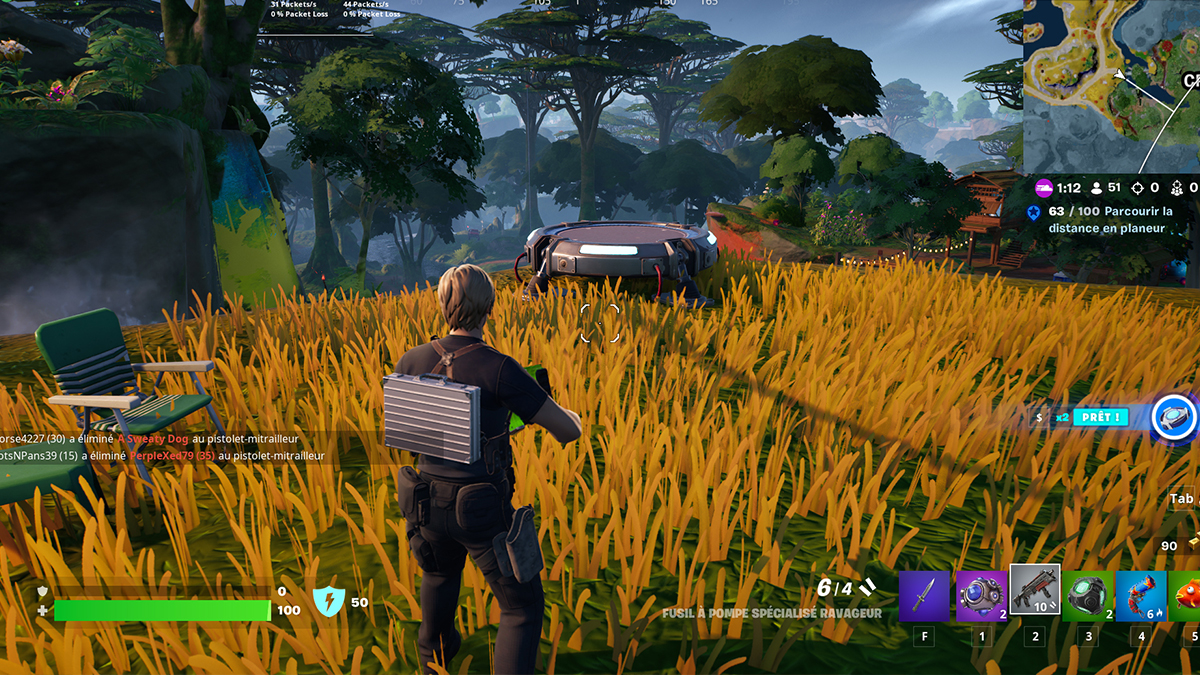 Défi Escapade estivale : Utiliser un tremplin au Lagon solaire sur Fortnite