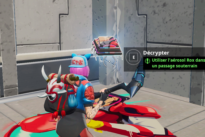 Fortnite : Utiliser l'aérosol Rox dans un passage souterrain, puce 22 défis Décryptage