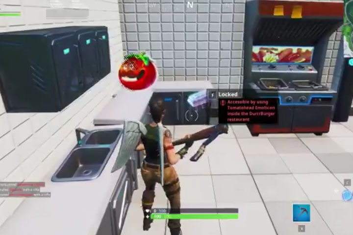 Fortnite : Puce 41 Décryptage, utiliser l'emote Tomato dans le restaurant DurrBurger, Défi
