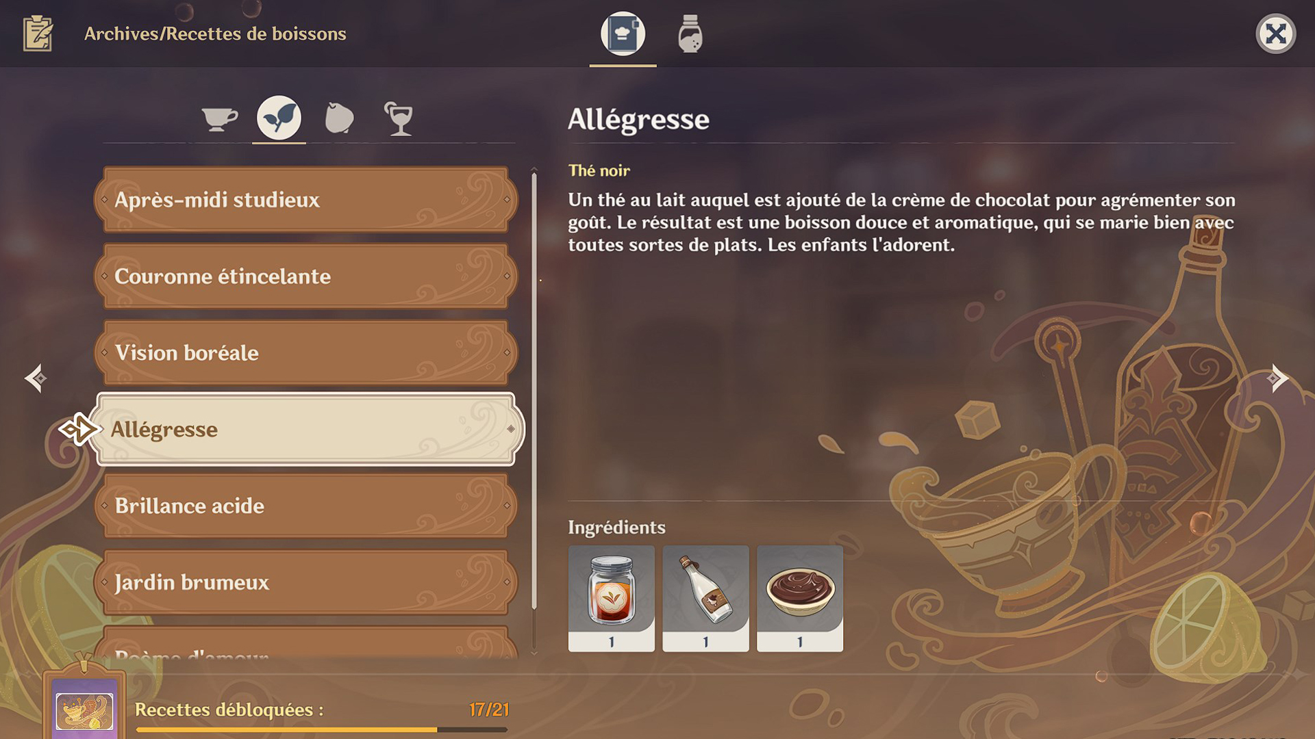Comment débloquer la recette Allégresse dans Genshin Impact ?