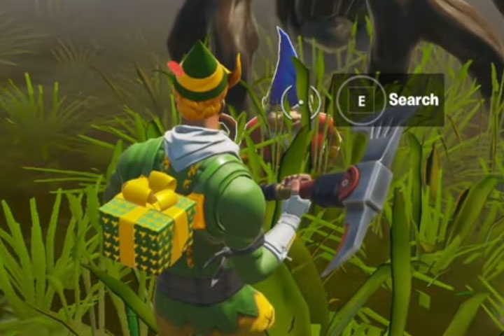 Fortnite : Trouver le nain de jardin caché entre la scierie Logjam, une cabane en bois et un arbre avec des seaux, défi