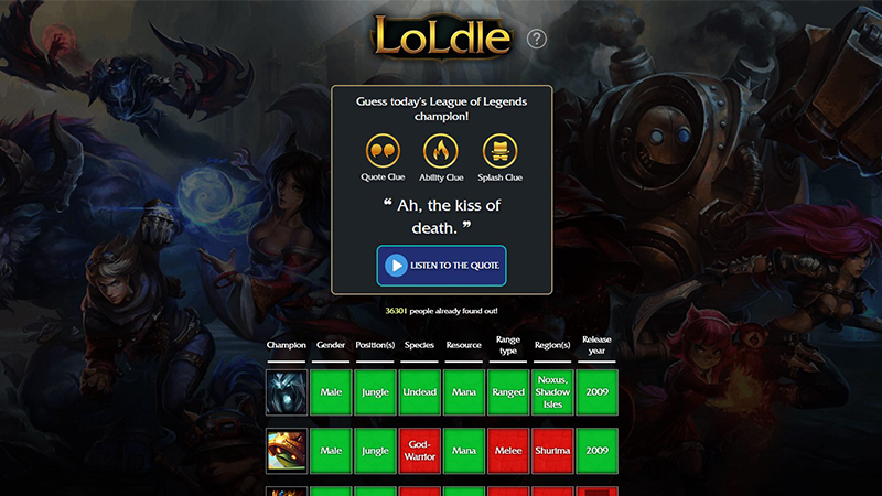 Quel est le champion du jour sur Loldle ?