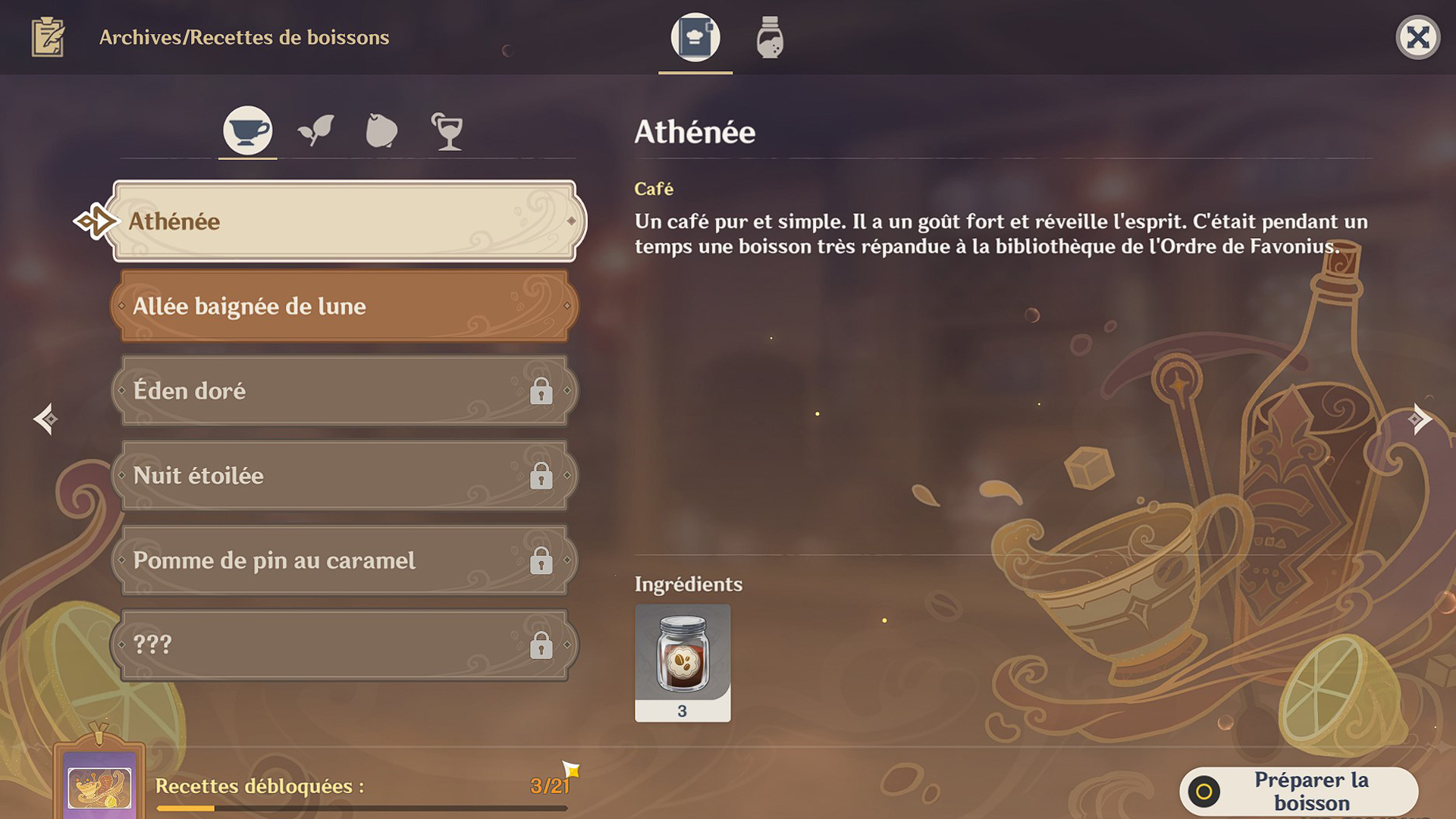 Comment débloquer la recette Athénée dans Genshin Impact ?