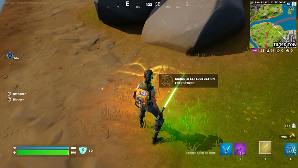 Défi : Utiliser le sac à dos capteur pour trouver une fluctuation énergétique à Loot Lake