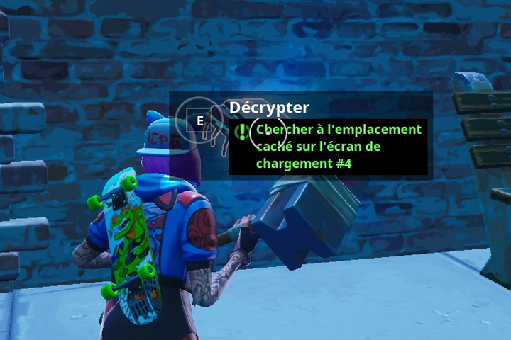 Fortnite : Puce 91 Décryptage, Chercher à l'emplacement caché sur l'écran de chargement #4, Défi