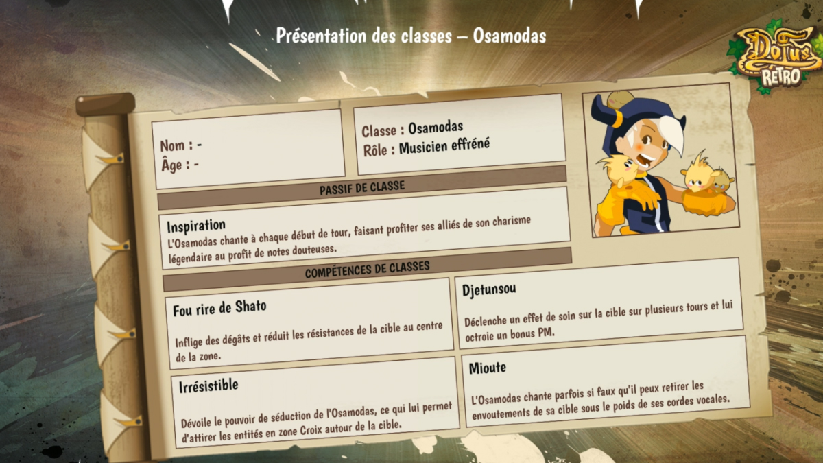 Osamodas sur Dofus Retro Temporis 2 : Parchomancia : rôle, passif, sorts, toutes les infos