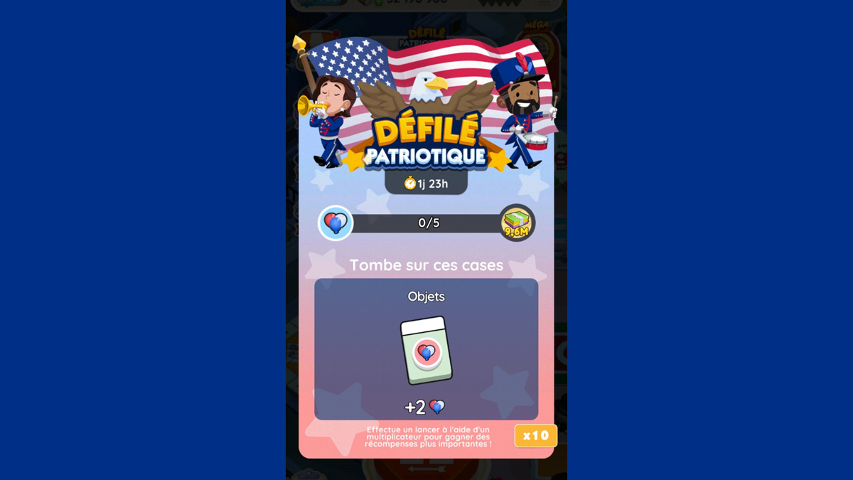 Défilé patriotique Monopoly GO, paliers, récompenses et durée pour l'événement de mai 2024