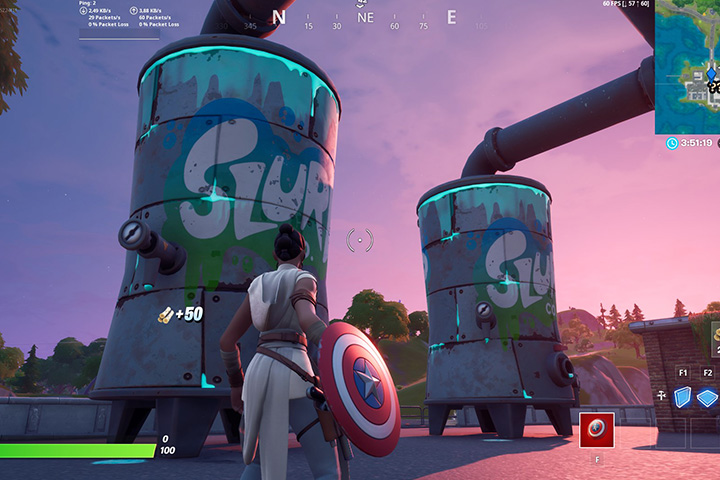 Fortnite : Recevoir des PV ou du bouclier grâce à du bleuvage à Slurpy Swamp, défi semaine 7