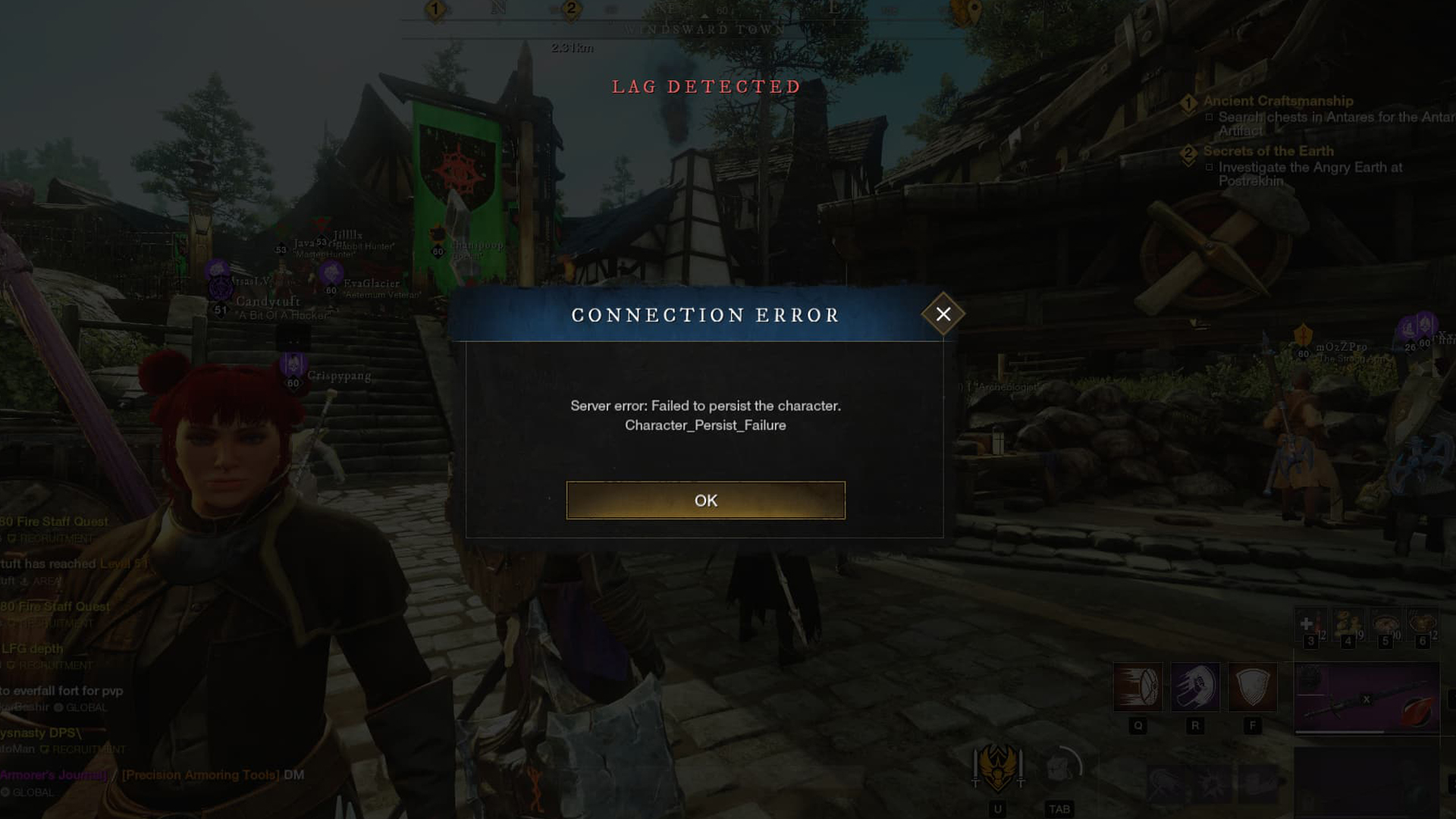 Comment résoudre le bug Character Persist Failure ?