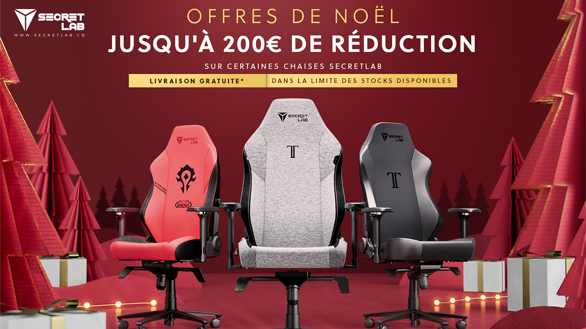 Profitez de jusqu'à 200€ de réduction sur les produits Secretlab pour noël !