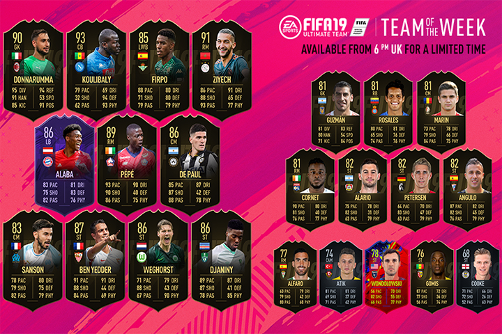 FIFA 19 : TOTW, l'équipe de la semaine 36 – FUT