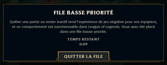 File basse priorité LoL, combien de temps ça dure ?