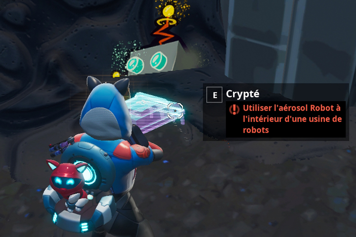 Fortnite : Puce 52 Décryptage, Utiliser l'aérosol Robot à l'intérieur d'une usine de robots, Défi