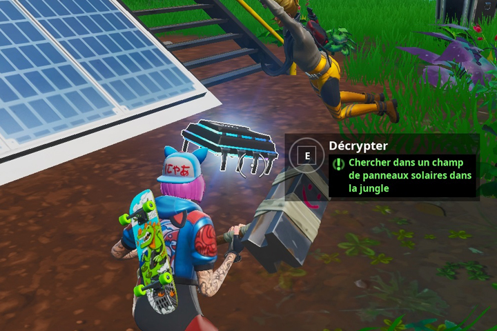 Fortnite : Puce 95 Décryptage, Chercher dans champ de panneaux solaires dans la jungle, Défi