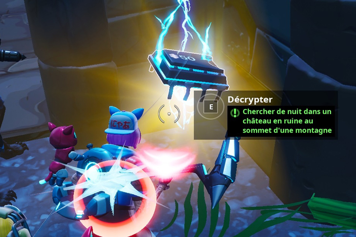 Fortnite : Puce 50 Décryptage, chercher de nuit dans un château en ruine au sommet d'une montagne, Défi