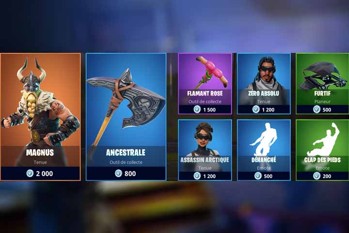 Boutique Fortnite 15 juillet