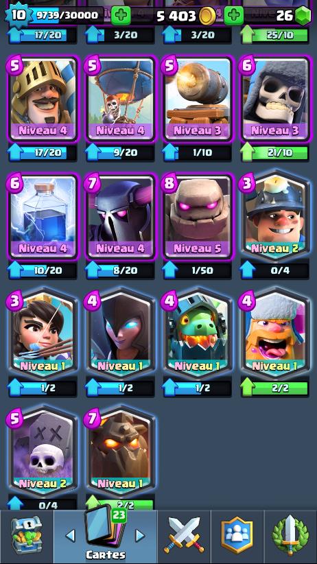 Les cartes et les améliorations