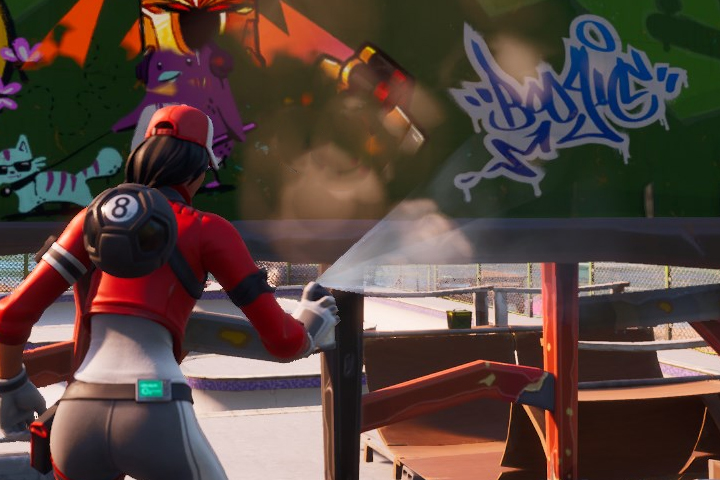 Fortnite : Asperger d'aérosol un pont en acier avec la tenue Camaïeu, défi