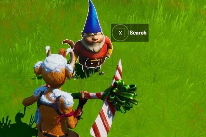 Fortnite : Trouver le nain de jardin caché entre un circuit de course, un carré de choux et un panneau Farm, défis Camaïeu vs Allure