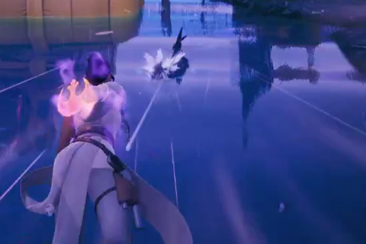 Fortnite : Utiliser une canne à pêche pour surfer derrière un requin à butin à Sweaty Sands, défi Aquaman